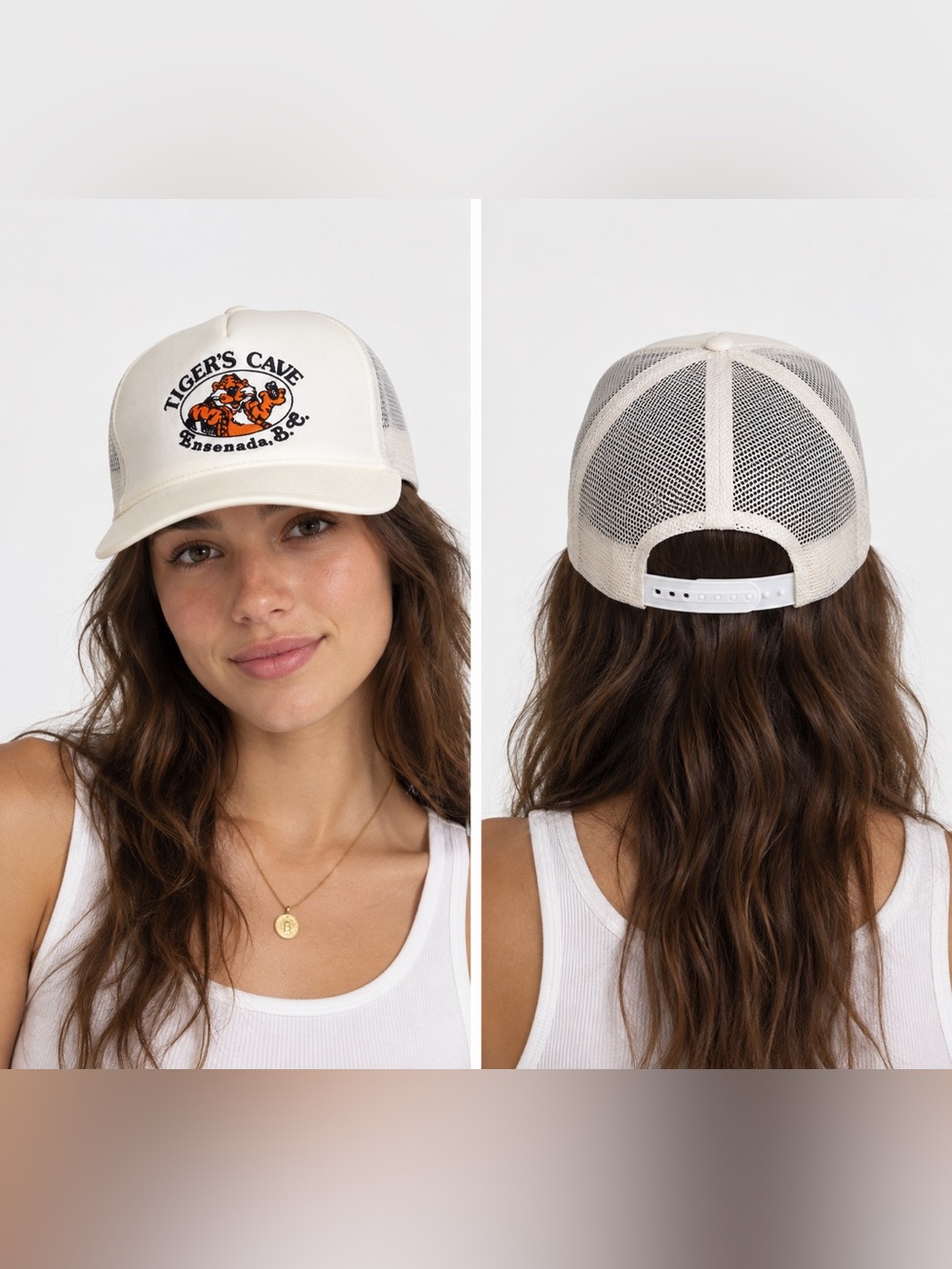 Vintage Y2k 80’s 90’s Graphic SnapBack Trucker Hat Tiger’s Cave Ensenada Mexico
